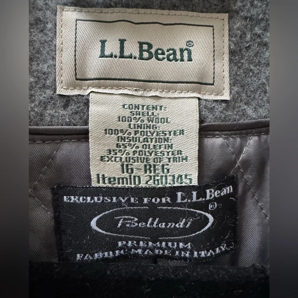 L.L. Bean 16 Classic Lambswool Peacoat, Heather Grey - Picture 3 of 6